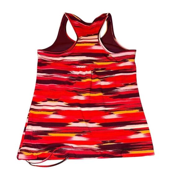 Athleta Women's Large Red Pink Tinker Tank Racerback Sleeveless Striped Top Bra - Picture 2 of 6
